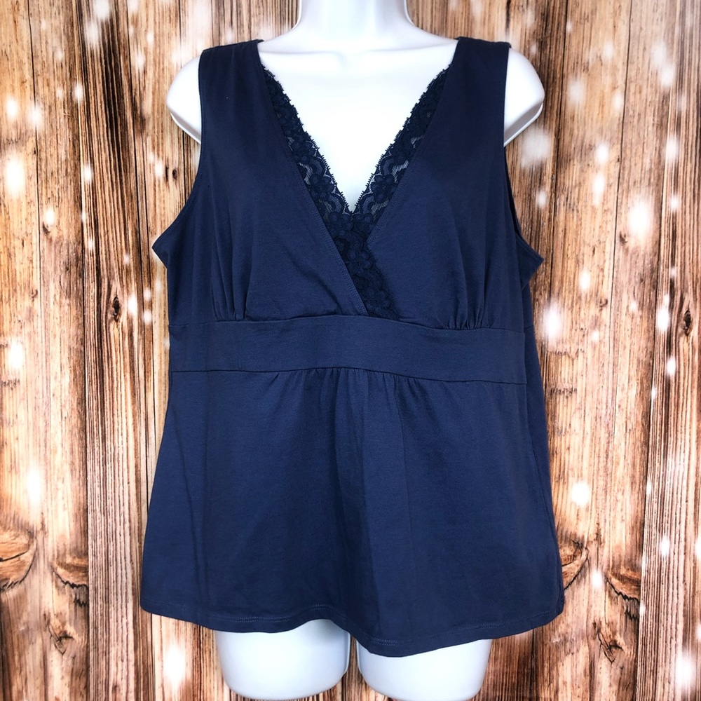 Avon Navy Blue Lace V Neck Tank Top